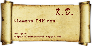 Klemens Dénes névjegykártya